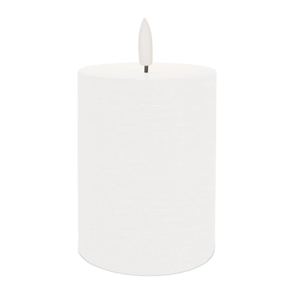 Melrose International FIA Wick White Pillar Candle (Set of 2) - White