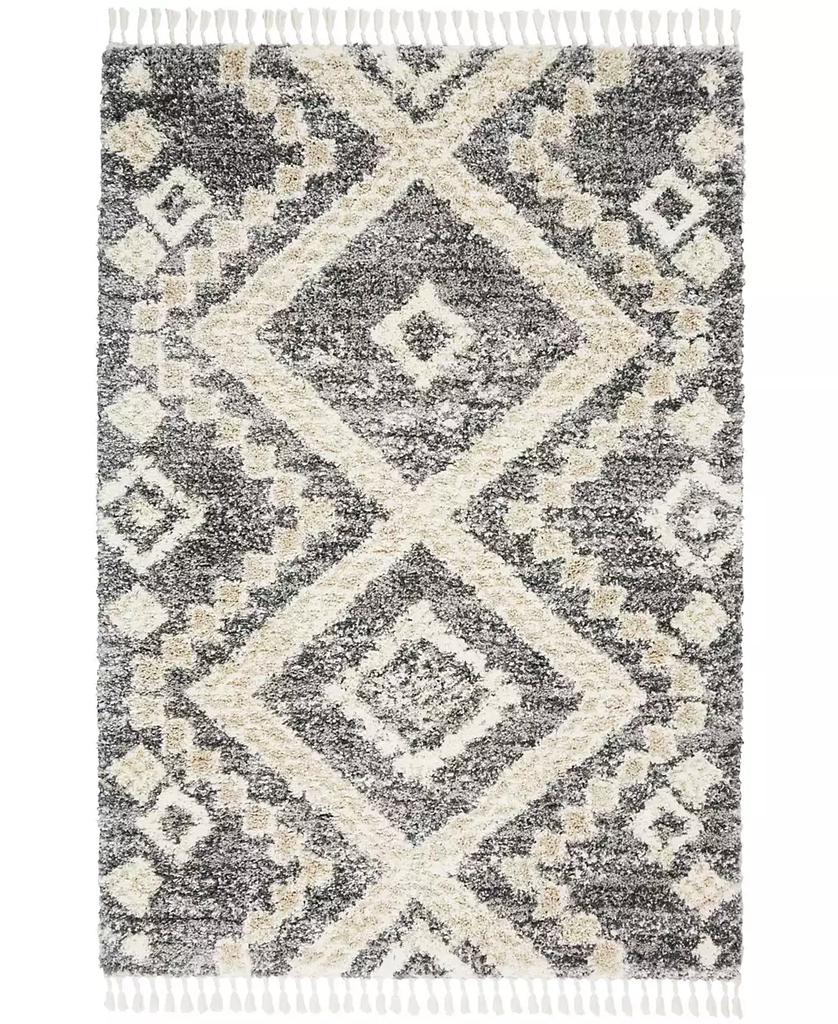 Nourison Oslo Shag OSL02 Gray and Ivory 4' x 6' Area Rug