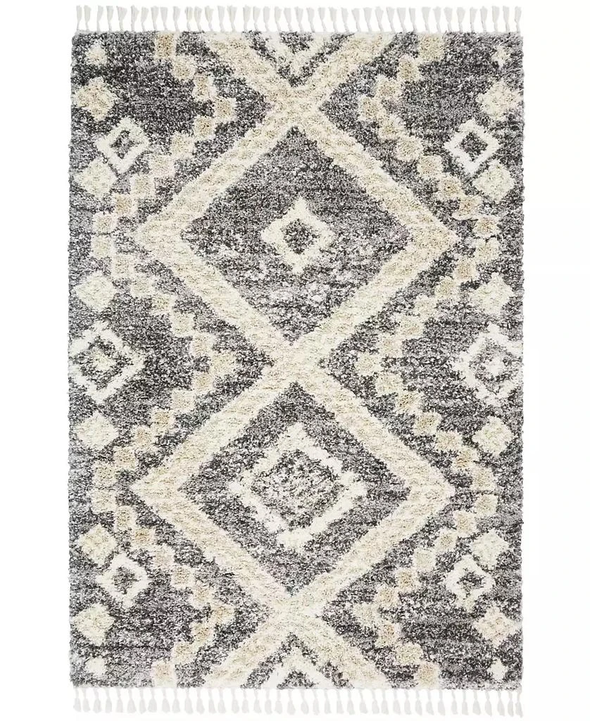 Nourison Oslo Shag OSL02 Gray and Ivory 4' x 6' Area Rug 1