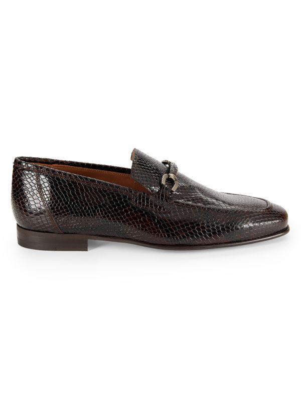 Mezlan Embossed Croc Leather Bit Loafers