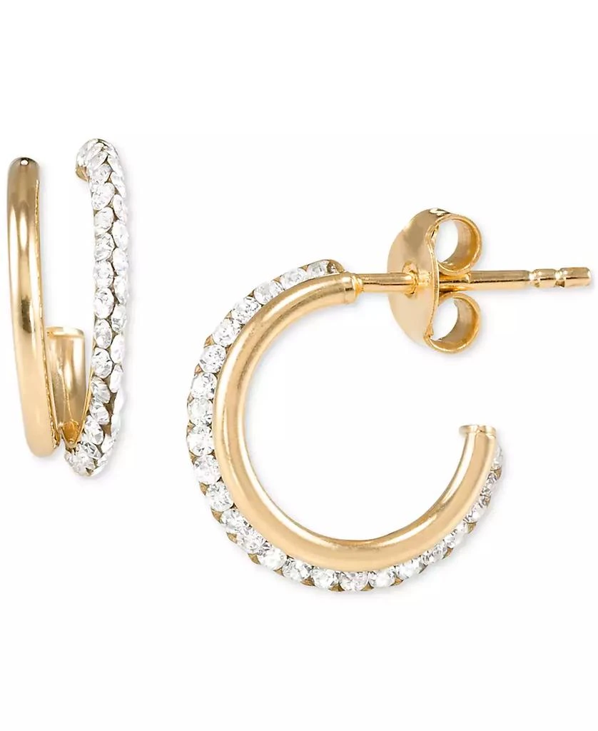 Macy's Crystal C-Shape Hoop Earrings in 10k Yellow Gold 4