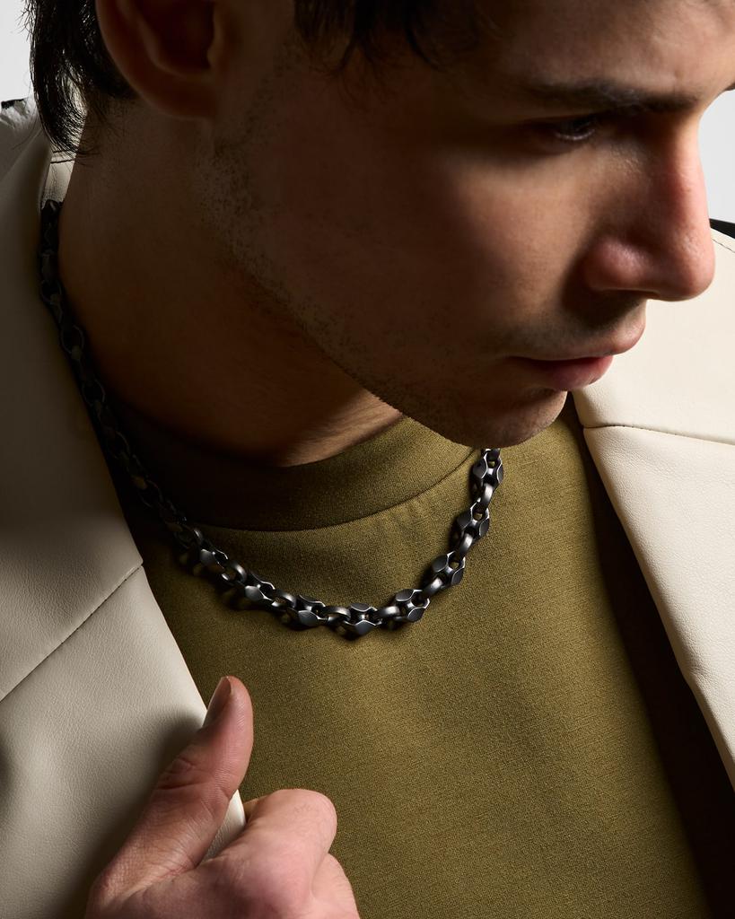 Marco Dal Maso Men's Ulysses Oxidized Sterling Silver Faceted Link Necklace, 22.5"L