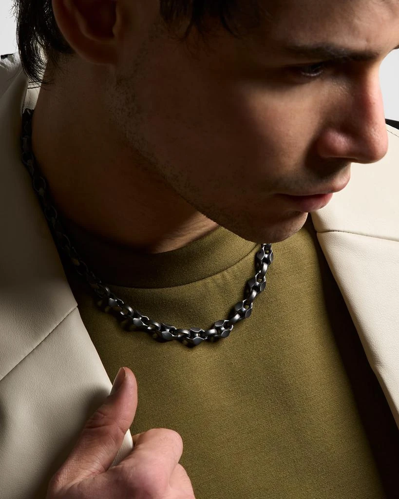 Marco Dal Maso Men's Ulysses Oxidized Sterling Silver Faceted Link Necklace, 22.5"L 2
