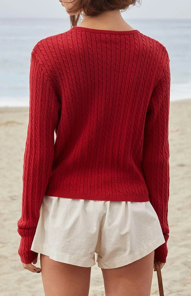 John Galt Red Zoe Cable Knit Cardigan 3