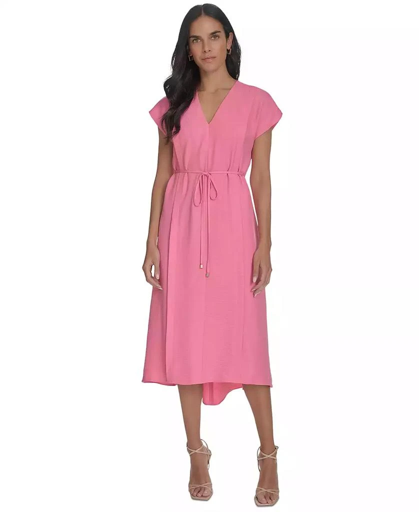knee length dresses for ladies Calvin Klein Satin Seersucker MIDI Dress MSRP $179 – DGFOutlet main image 0