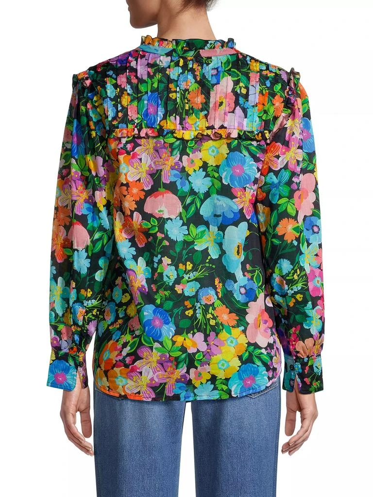 Johnny Was Wild Blooms Floral Ruffled Yoke Blouse 5