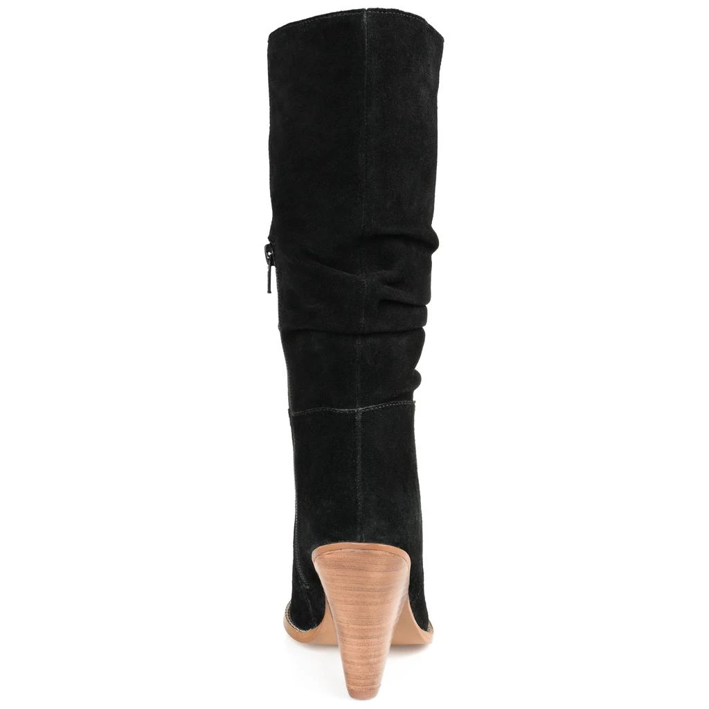 JOURNEE Womens Genuine Leather Syrinn Almond Toe Inside Zip Mid Calf Boots 3