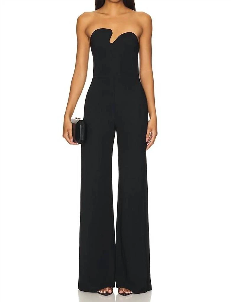 Amanda Uprichard Strapless Puzzle Jumpsuit In Black 1
