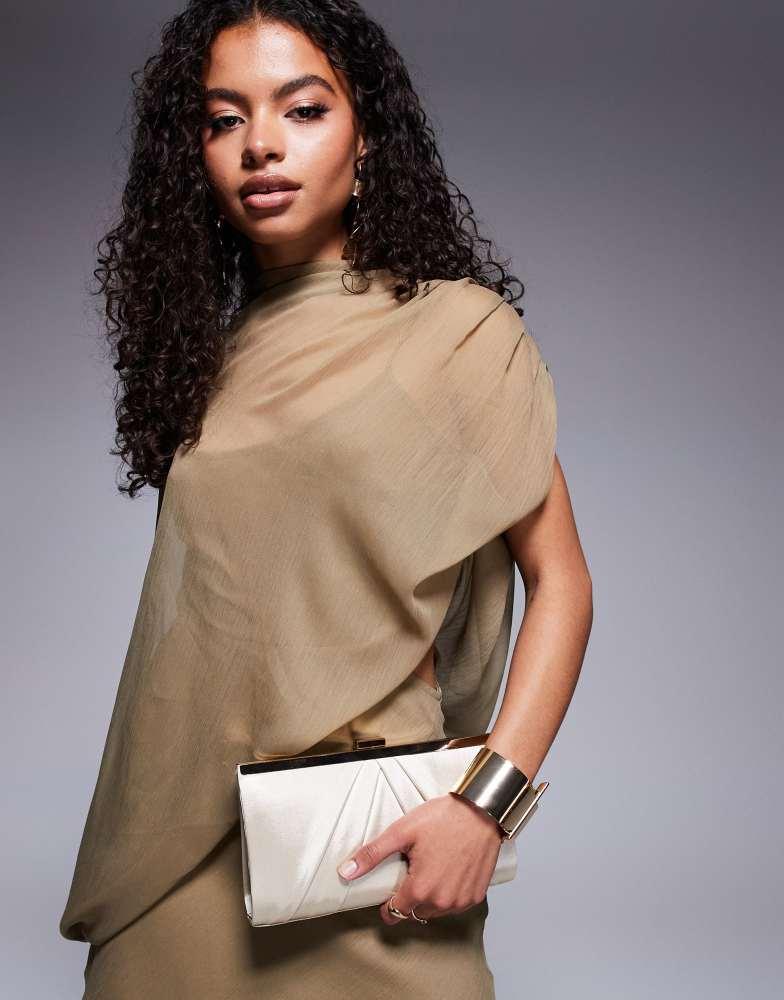 True Decadence True Decadence satin clutch bag in cream