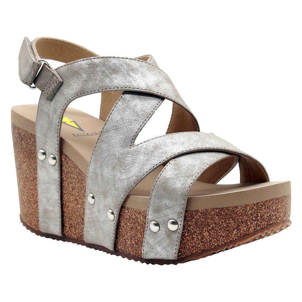 VOLATILE Tory Slingback Studded Wedge Sandals