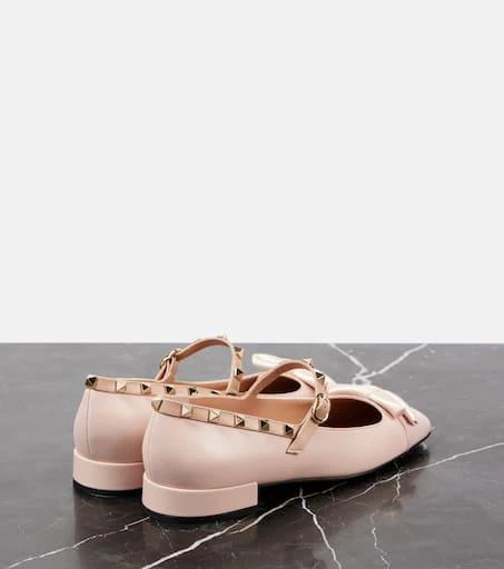 Valentino Rockstud Bow leather ballet flats 2
