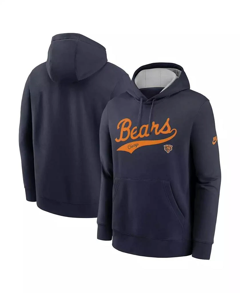 NIKE Men's Navy Chicago Bears Rewind Club Logo Pullover Hoodie 1