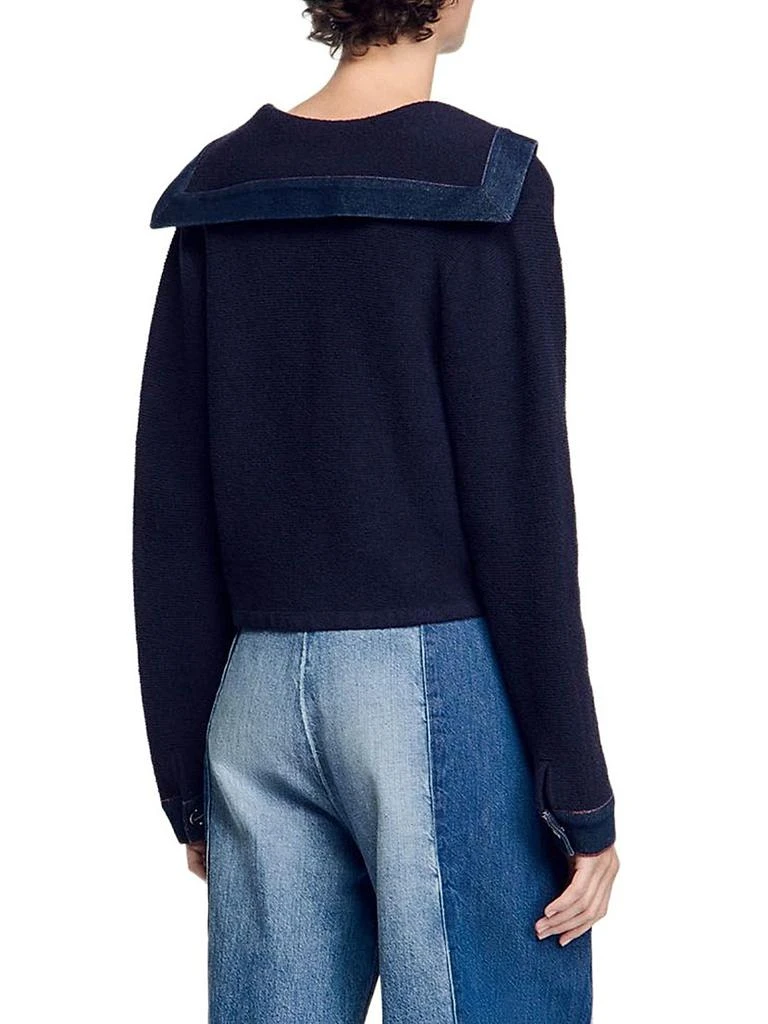 Sandro Cardigan with Denim Details 3