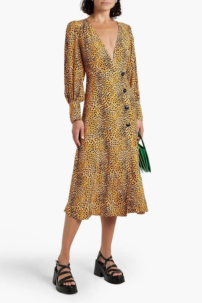Ganni Wrap-effect printed crepe midi dress 2