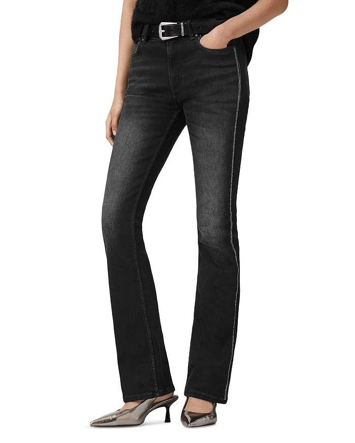 ALL SAINTS Haldan Crystal Mid Rise Bootcut Jeans in Washed Black