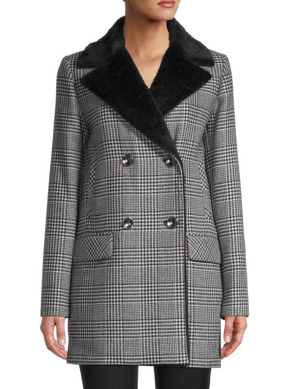 Cinzia Rocca Icons Faux Fur & Wool-Blend Houndstooth Jacket
