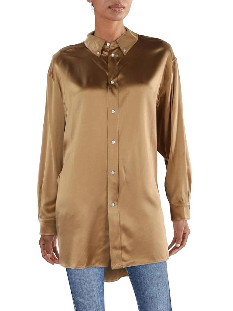 Ralph Lauren Womens Shimmer Collared Button-Down Top 1