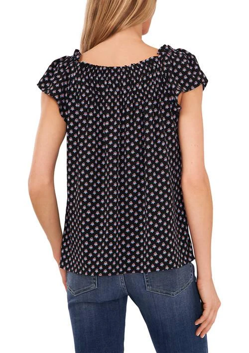 CeCe Womens Printed Square Neck Blouse 2