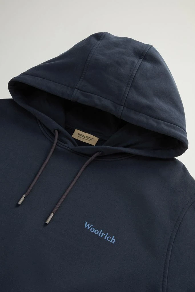 Woolrich Pure Cotton Hoodie with Back Print - Men - Blue 6