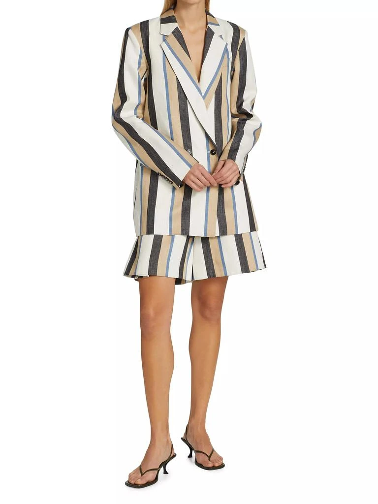 Co Double-Breasted Striped Linen Blazer 2