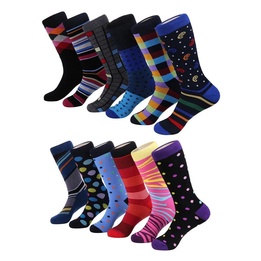 Mio Marino Men's Bold Designer Dress Socks Pack of 12