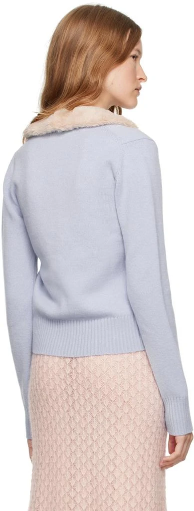 BLUMARINE Blue Faux-Fur Collar Cardigan 3