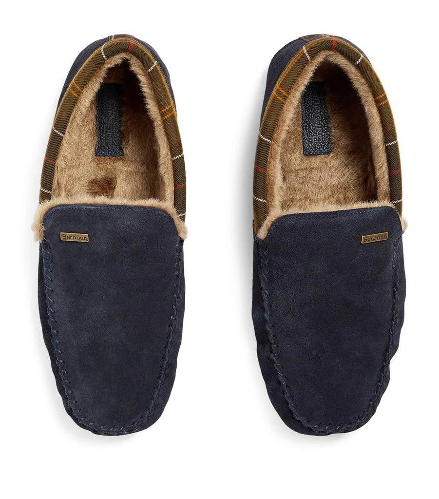 Barbour Suede Tartan-Trim Monty Slippers 2