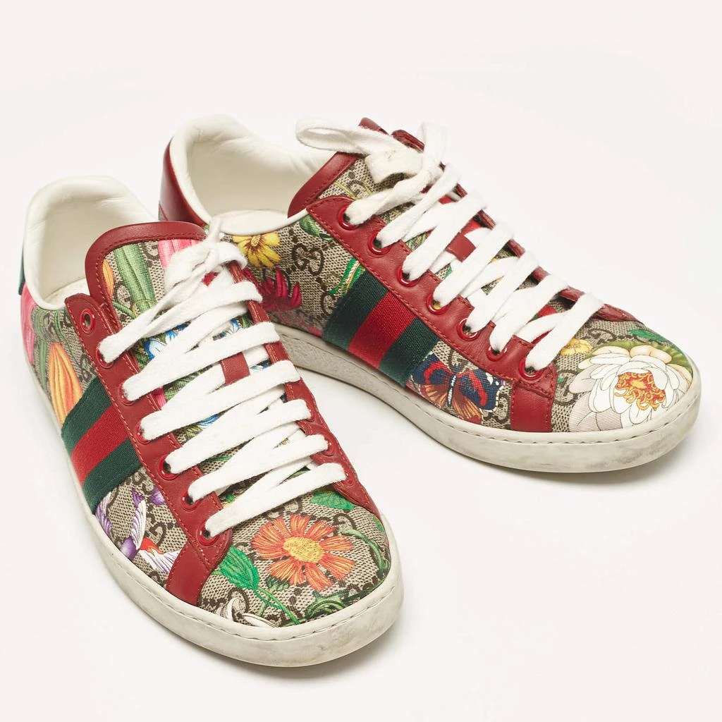 Gucci Gucci Beige/Brown GG Supreme Canvas Floral Print Ace Sneakers Size 35.5 4