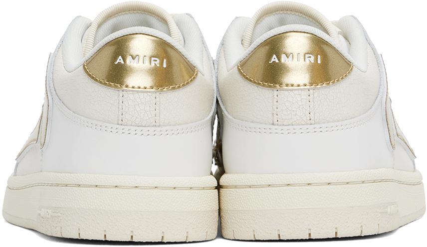 AMIRI White & Gold Metallic Skel Top Low Sneakers