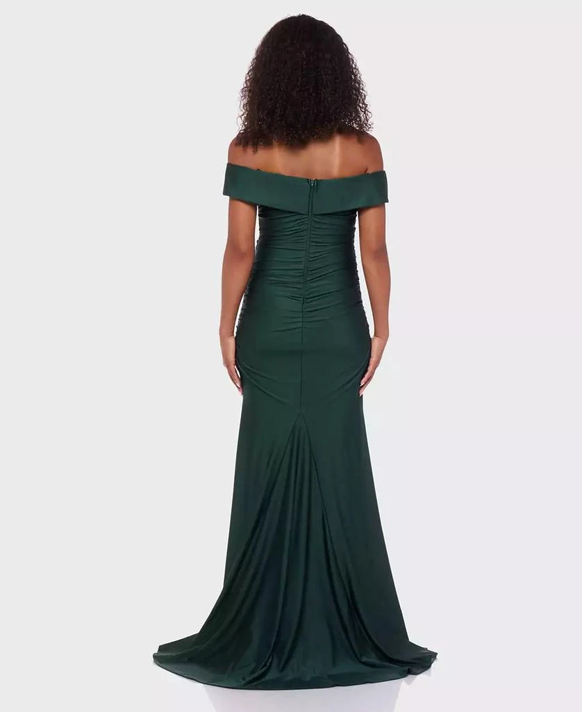 B Darlin Juniors
 Shiny Stretch Off-The-Shoulder Maxi Dress 2