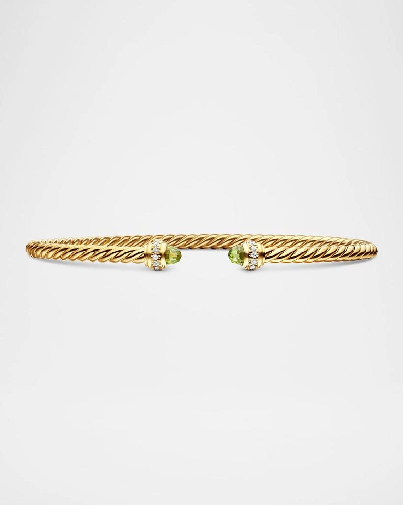 David Yurman Cablespira Bracelet with Gemstone and Diamonds in 18K Gold