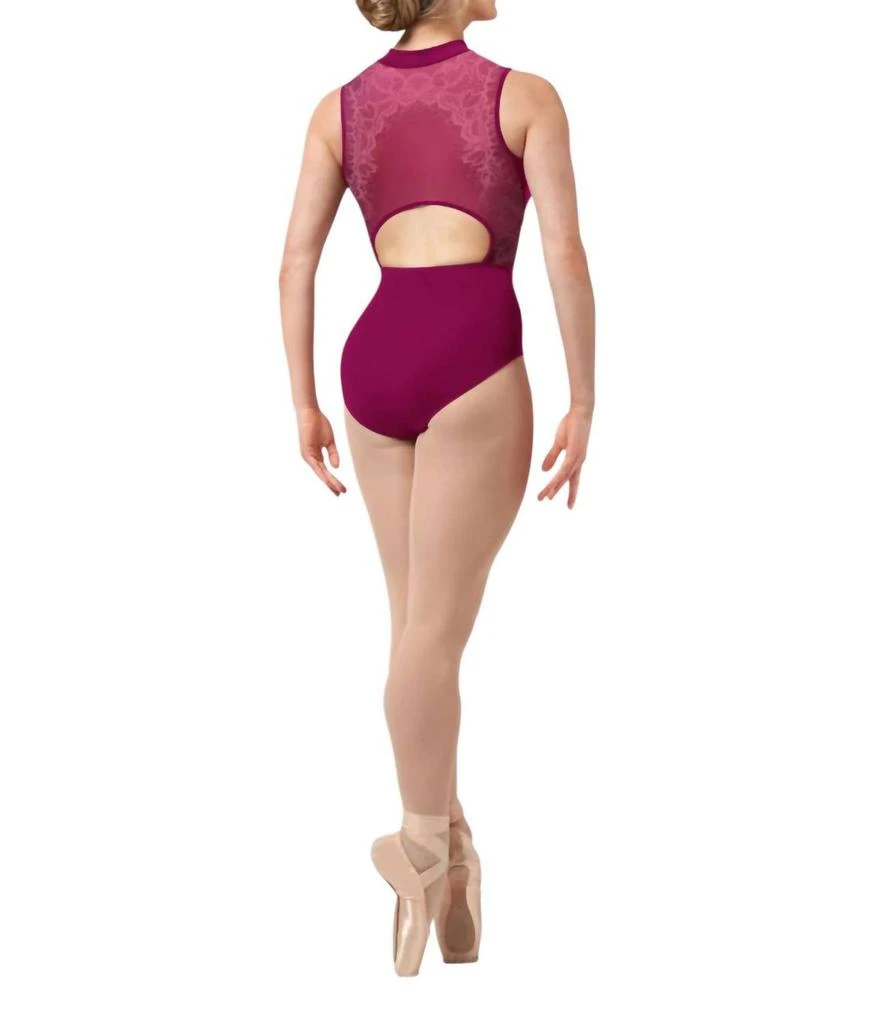 Bloch Harper Zip Lace Tank Leotard In Cherry 2