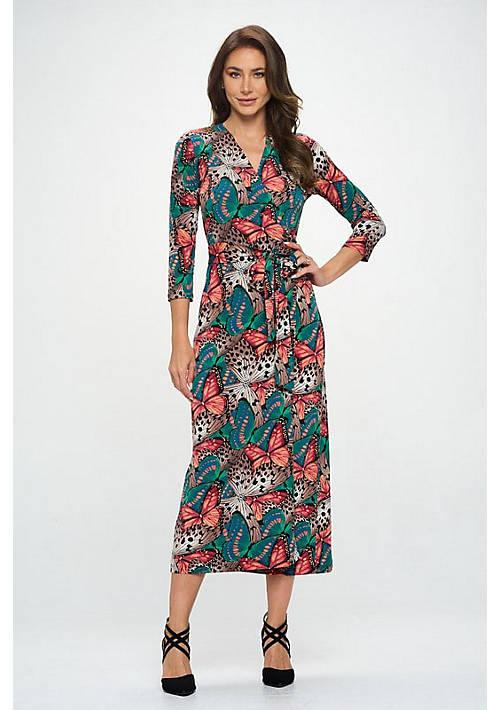 Renee C. C. Jersey Wrap Midi Dress