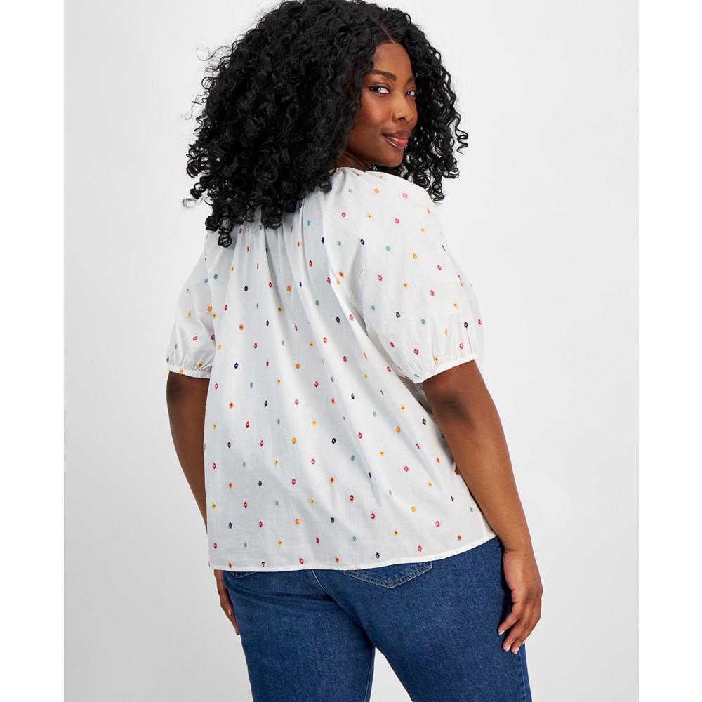 Style & Co Plus Size Embroidered Blouse, Created for Macy's