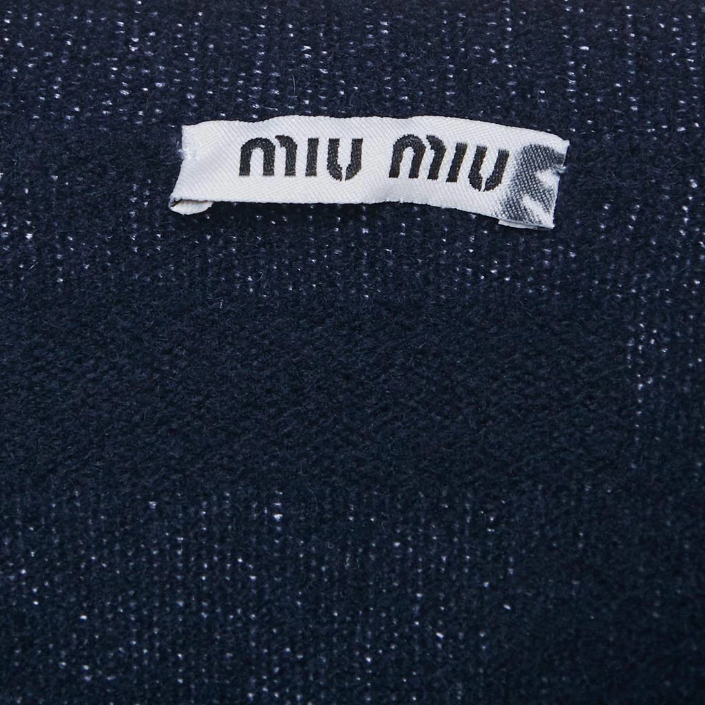 Miu Miu Miu Miu Navy Blue Wool V-Neck Crop Sweater S 4