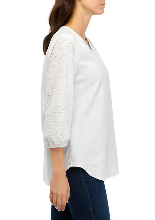 JONES NEW YORK New York Womens 3 4 Sleeve V Neck Pleated Front Tunic Top 3