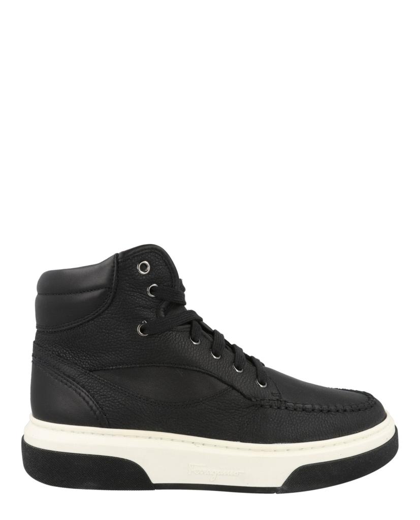 【送料&関税込】Ferragamo cassina Black Leather Blend Sneake Salvatore Ferragamo Black Leather Cassina Mix Sneakers