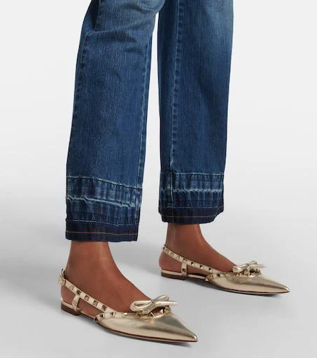 Valentino Rockstud metallic leather slingback flats 4