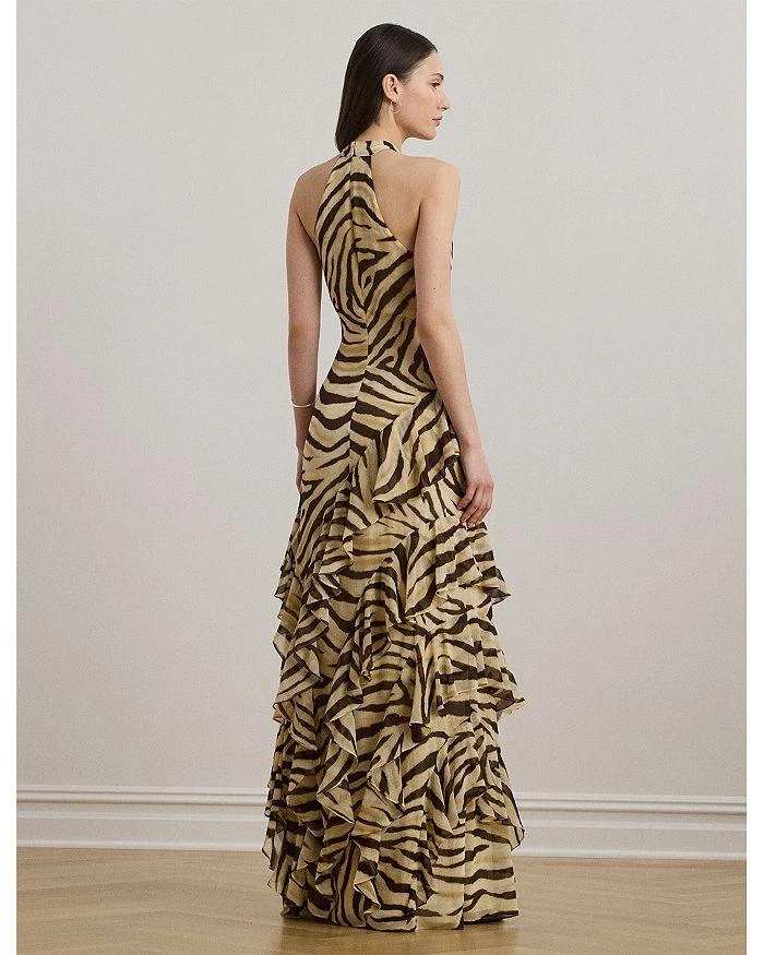 Ralph Lauren Zebra Print Ruffle Trim Georgette Gown 3