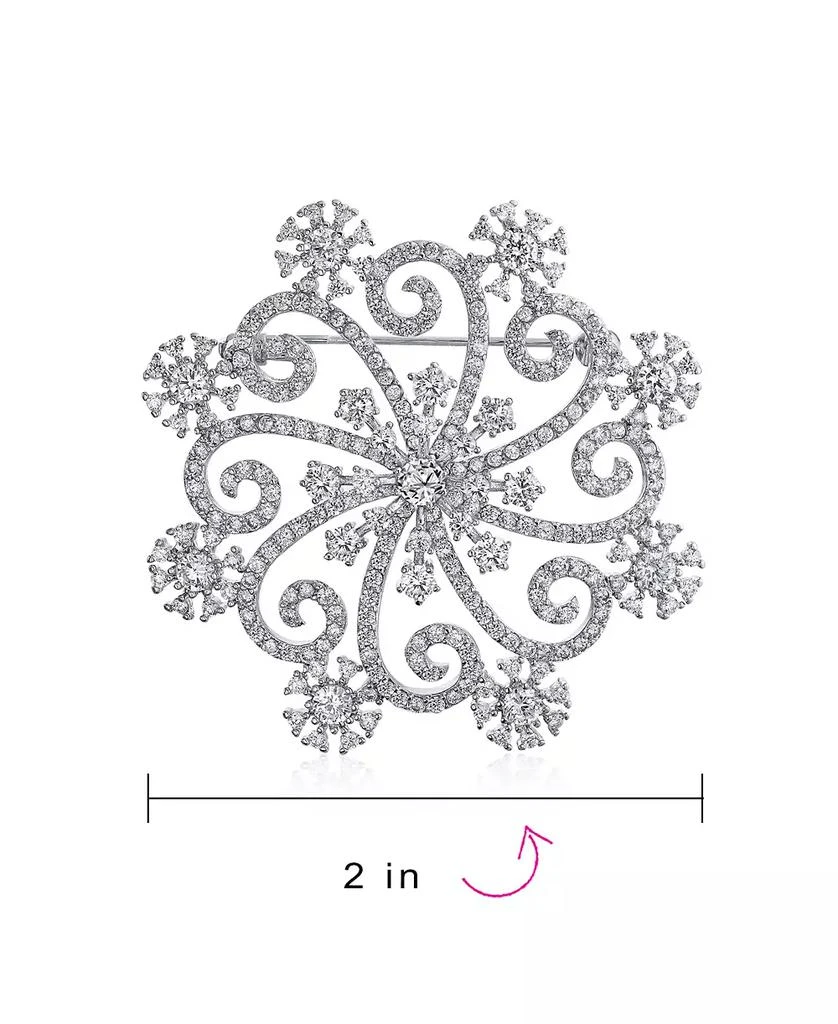 Bling Jewelry Large Frozen Winter Swirl Holiday Party CZ Cubic Zirconia Scarf Christmas Statement Snowflake Brooch Pin 3