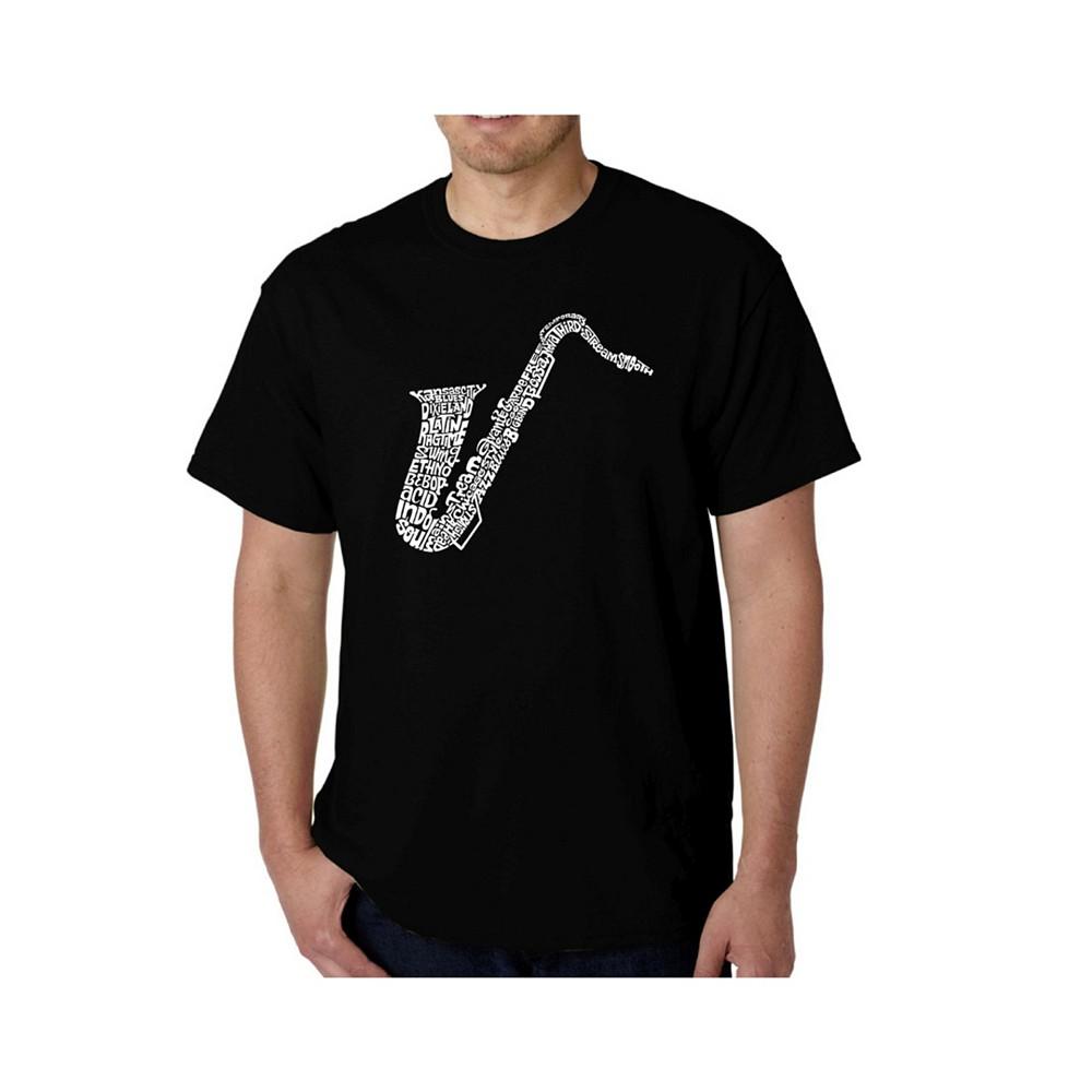 LA Pop Art Mens Word Art T-Shirt - Saxaphone