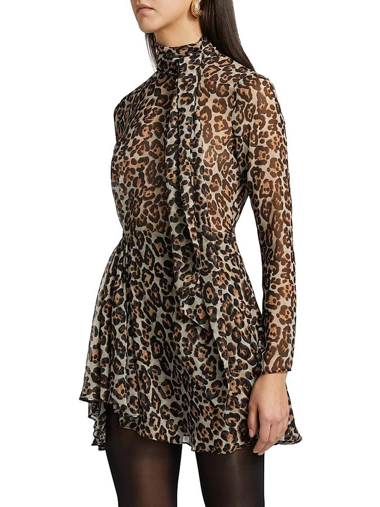 Ronny Kobo Carlotta Leopard Tieneck Minidress 4