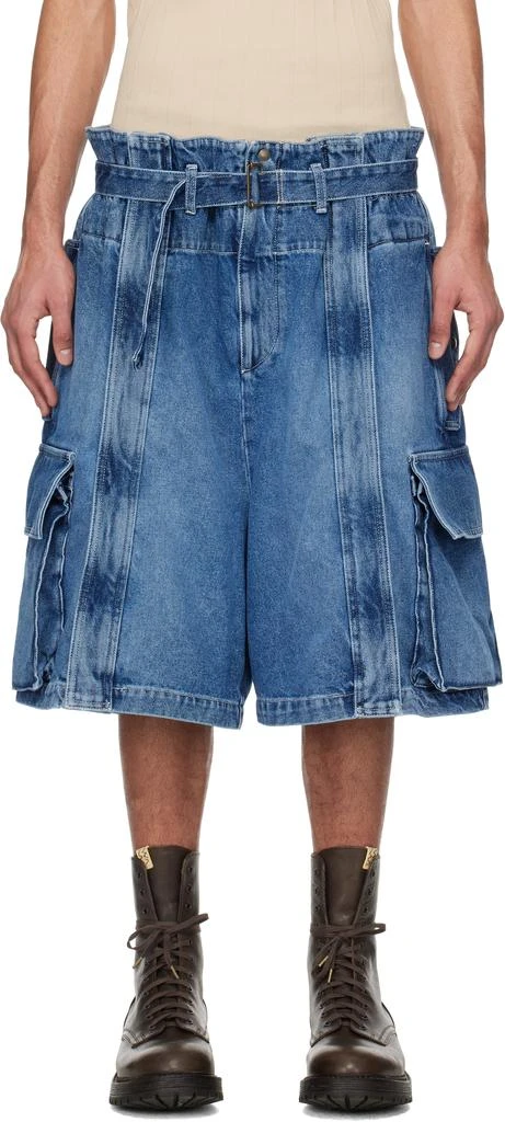 Hed Mayner Blue Zip Vent Denim Cargo Shorts 1