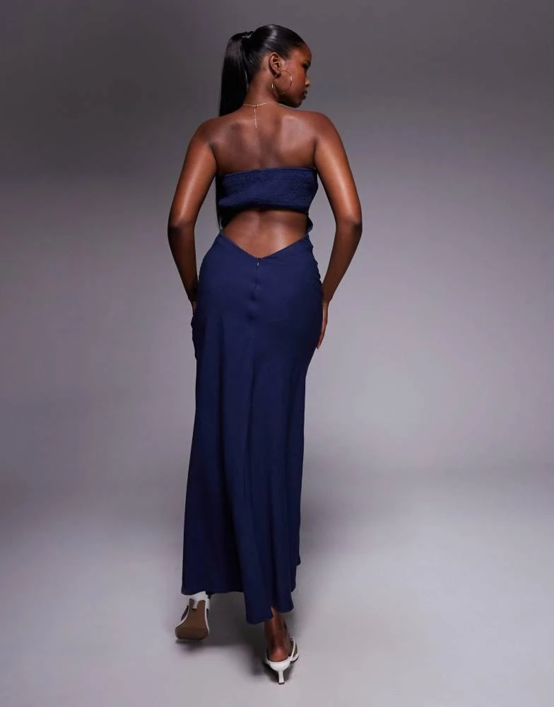 chinese dress ladies Yahir Strapless Maxi Dress Navy Curve