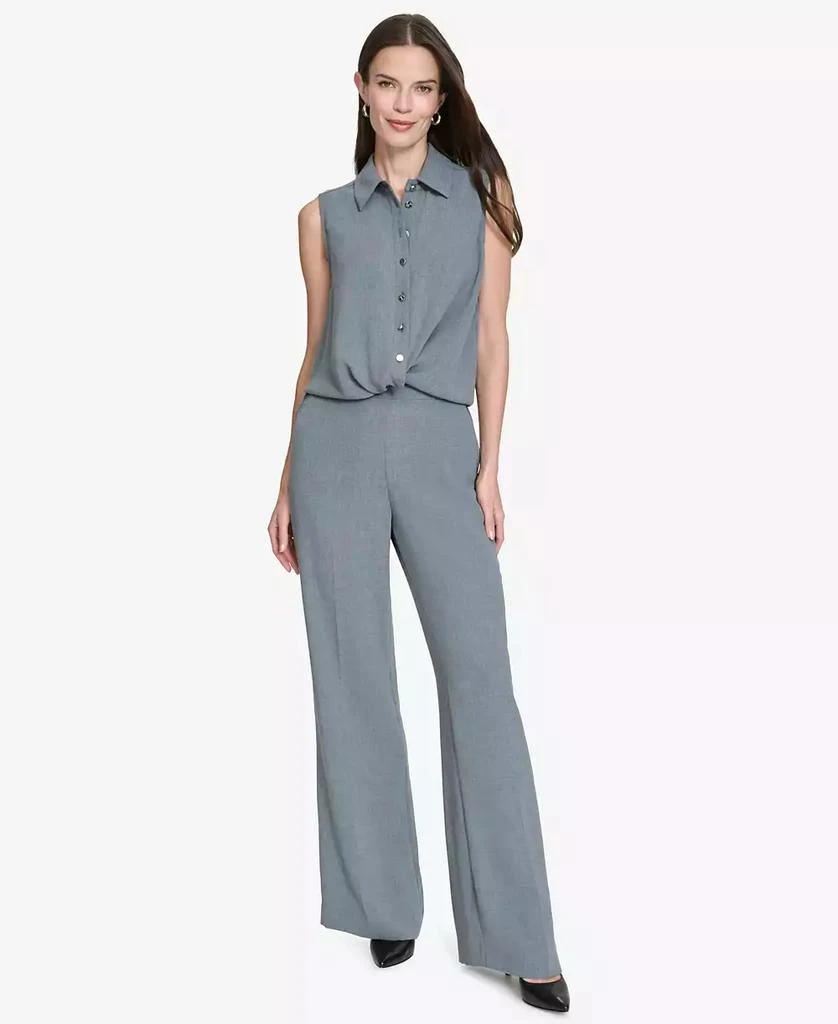 HALSTON Women's Twist-Hem Collared Sleeveless Blouse 4