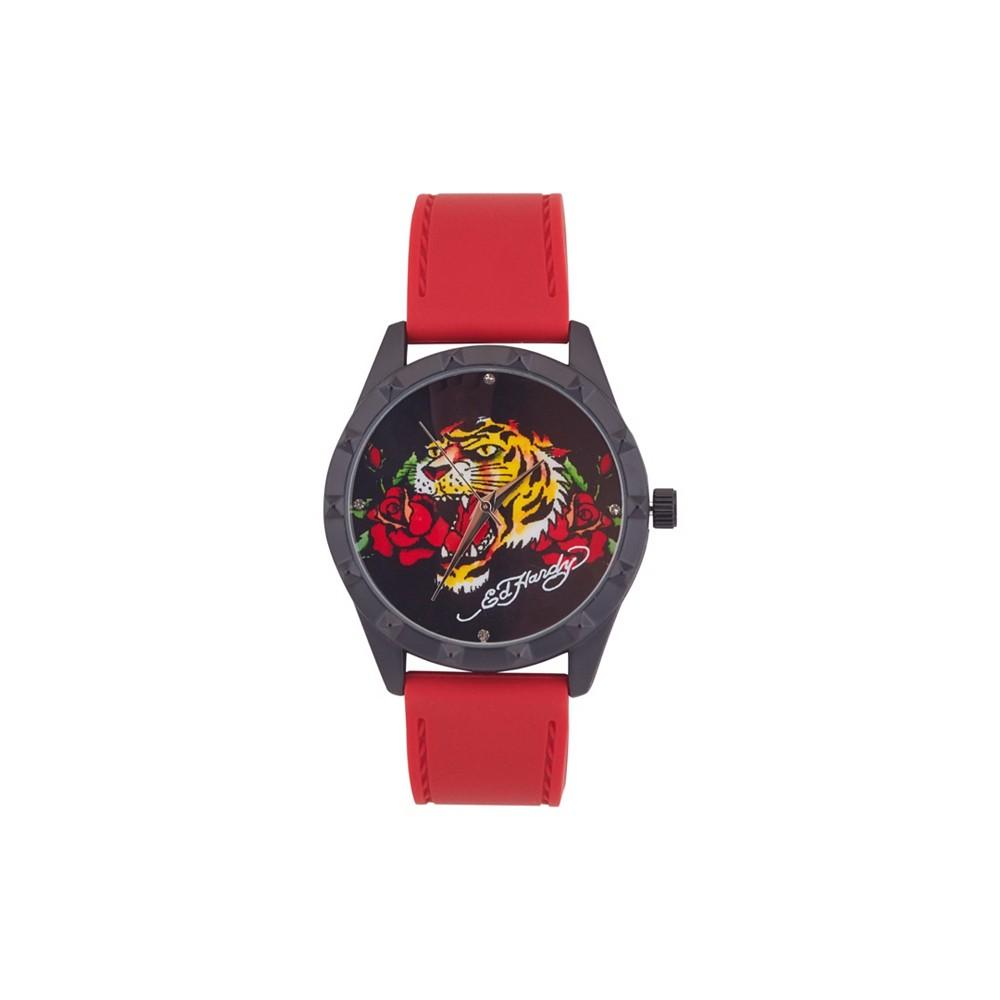 Ed Hardy Women's Quartz Matte Red Silicone Strap Analog Watch