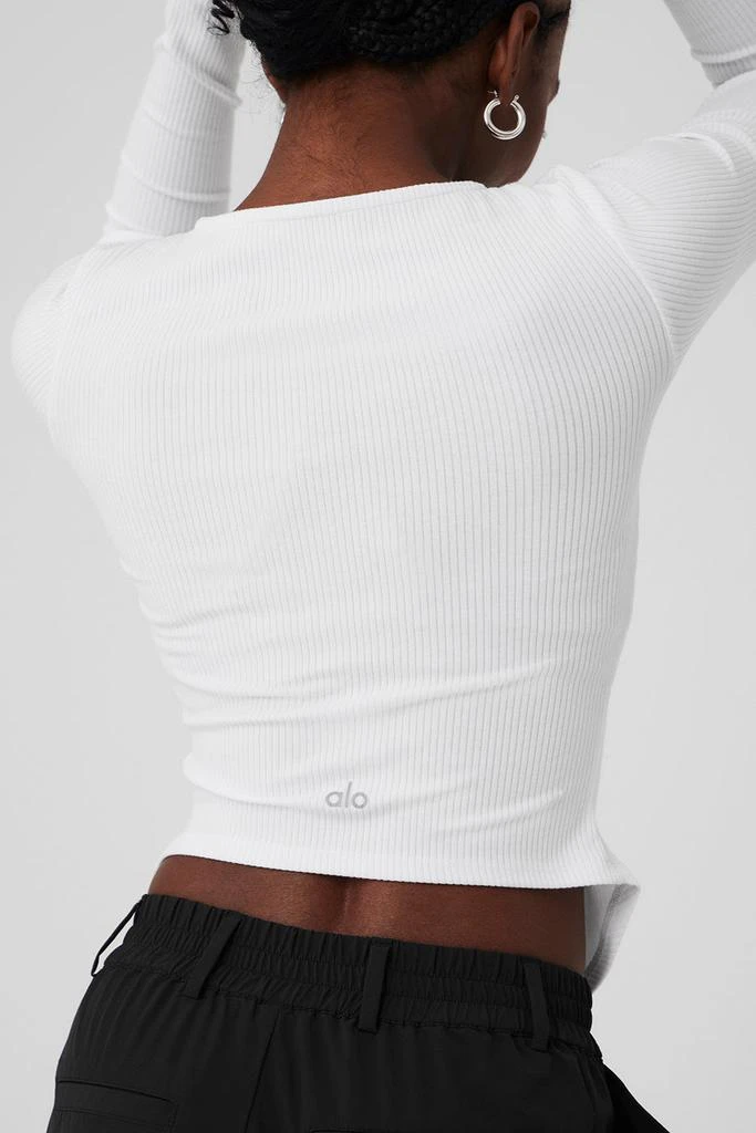 Alo Yoga Ribbed Stardust Long Sleeve - White 6