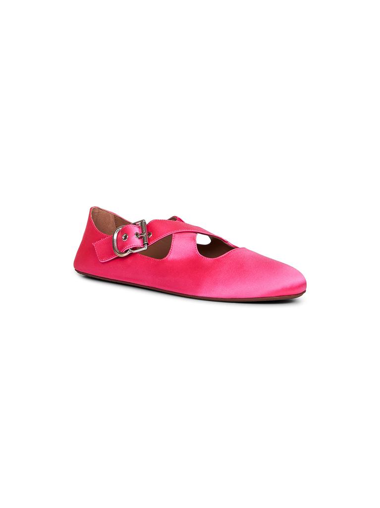 Alaïa ALAÏA | Fuchsia satin Flat criss cross ballet flats | Women | 38