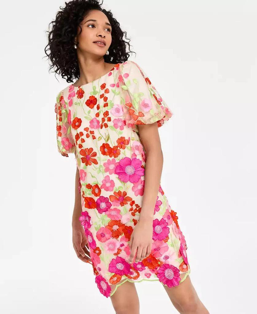 Eliza J Women's Embroidered Floral Puff-Sleeve Shift Dress 3