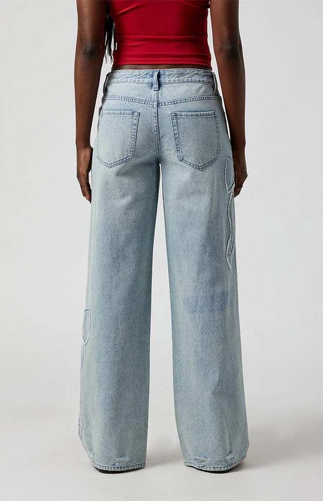PacSun Casey Low Rise Baggy Jeans Bow Light Indigo 4